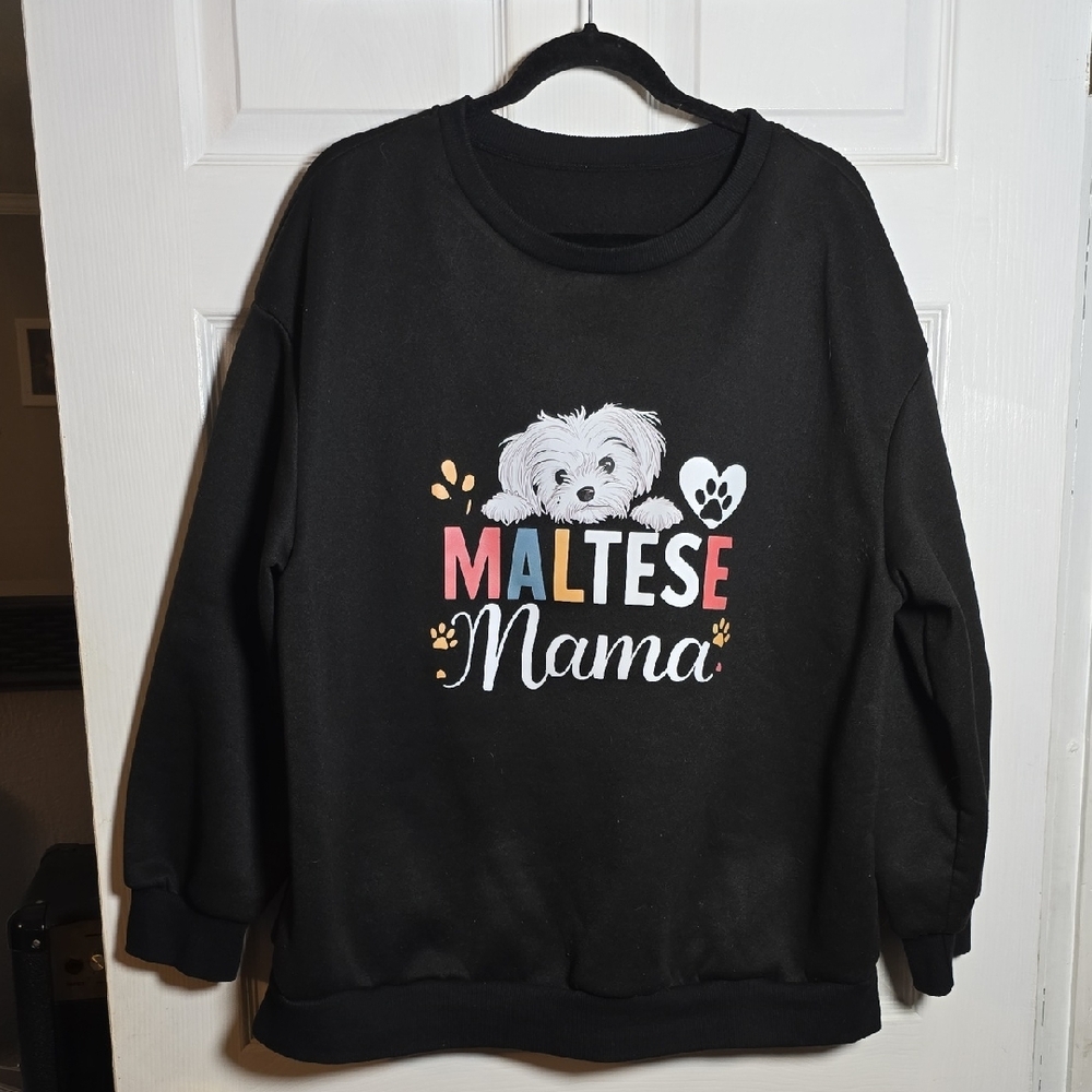 Black Maltese Mama Sweatshirt - Maltese Dog Image